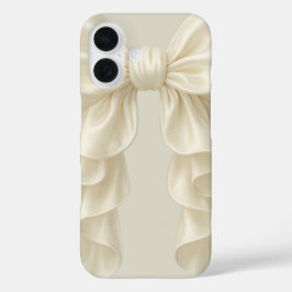 Cream Cascade Ruffle Bow Elegante Girly iPhone 16 Hülle