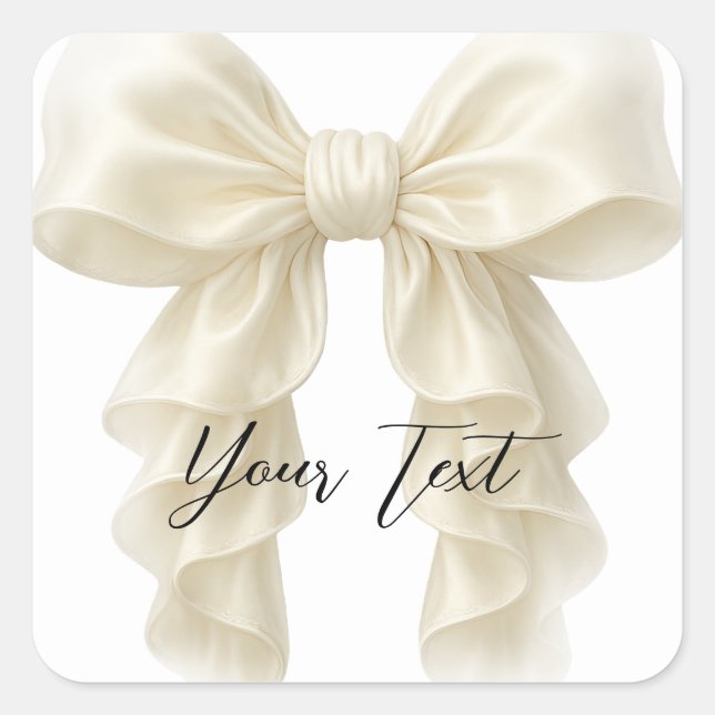 Cream Cascade Ruffle Bow Tying Knot Brautparty Quadratischer Aufkleber (Vorderseite)