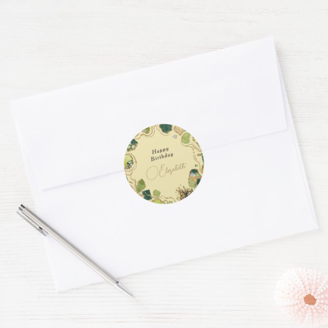 Cream Chic Faux Gold Runder Aufkleber (Umschlag)