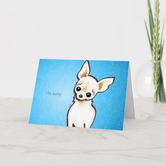 Cream Chihuahua Head Tilt Custom Message Karte (Vorderseite)