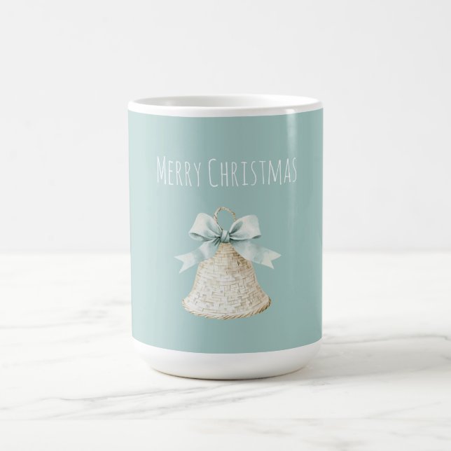 Cream Christmas Bell Pretty Blue Bow Kaffeetasse (Mittel)