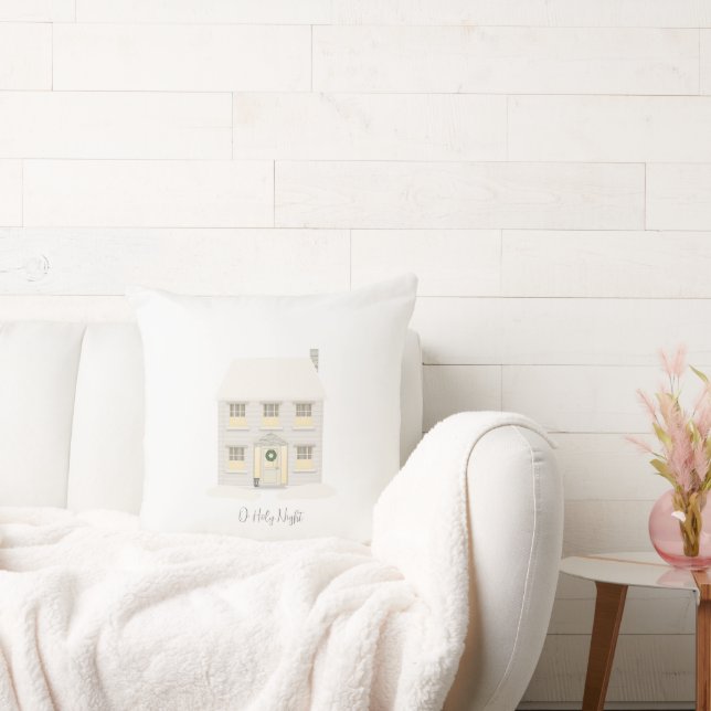 Cream Christmas House Throw Cushion Kissen (Liege)