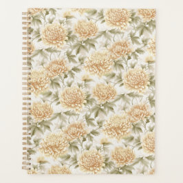Cream Chrysanthemums Chiyogami Planner Planer
