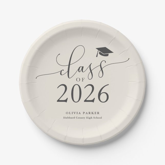 Cream Class of 2025 Graduation Party Pappteller (Vorderseite)