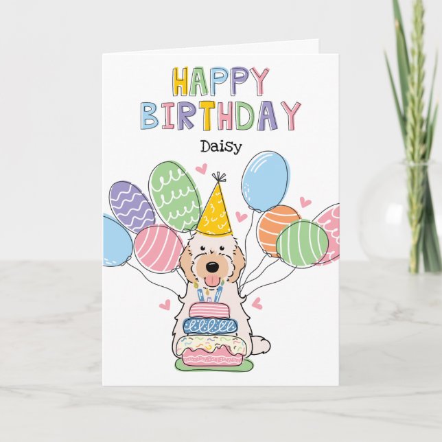 Cream Cockapoo Cavapoo Dog Happy Birthday Karte (Vorderseite)