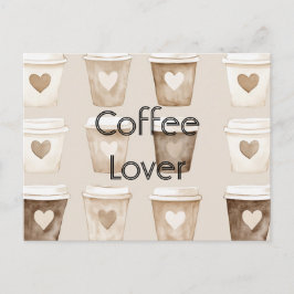 Cream Coffee Heart Cups   Postkarte