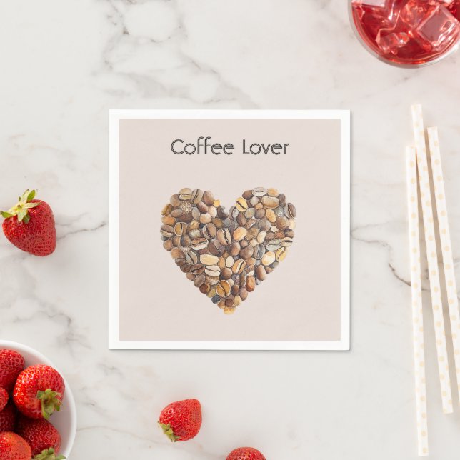 Cream Coffee Heart Cups Serviette (Beispiel)
