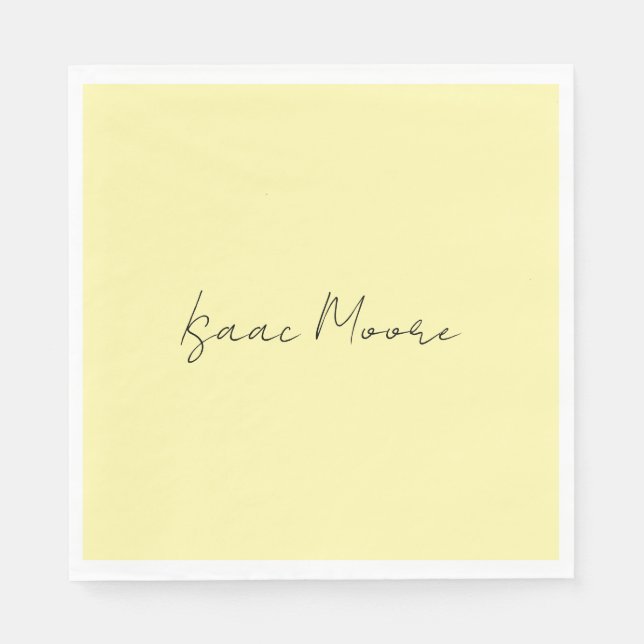 Cream Color Plain Elegant Script Calligraphy Name Serviette (Vorderseite)