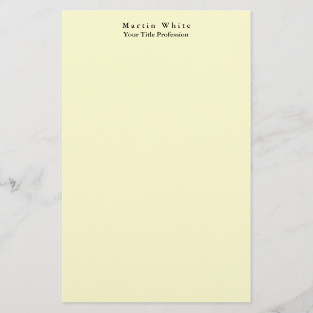 Cream Color Schlicht Elegante Beruflich Moderne Briefpapier (Vorderseite)