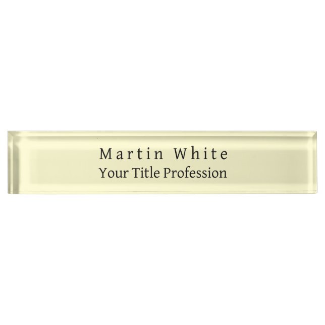 Cream Color Schlicht Elegante Beruflich Moderne Namensplakette (Vorderseite)