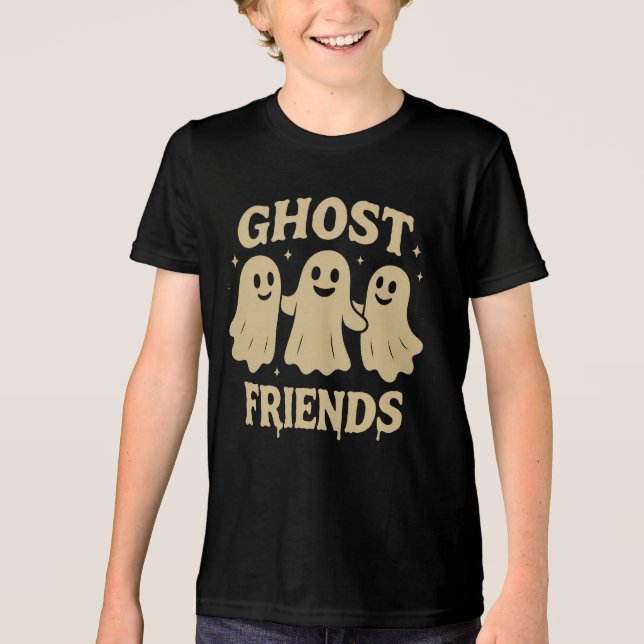 Cream Colored Ghost Friends Tri-Blend Shirt (Vorderseite)