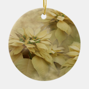 Cream Colored Poinsettias Digitale Kunst Keramik Ornament