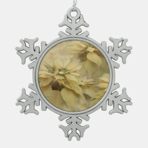 Cream Colored Poinsettias Digitale Kunst Schneeflocken Zinn-Ornament