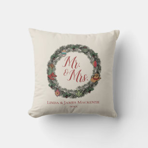 Cream Country Hochzeit Mr. und Mrs. Weihnachten Kissen