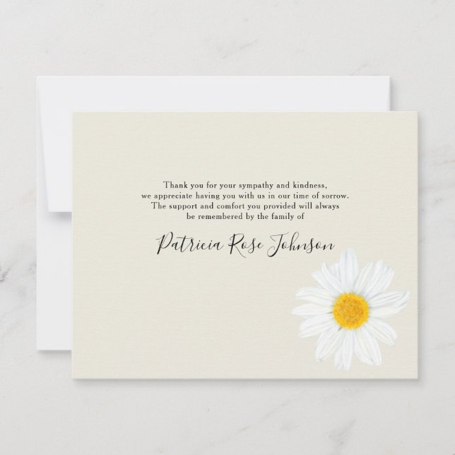 Cream Daisy Beerdigung Memorial Danke Karte (Vorderseite)