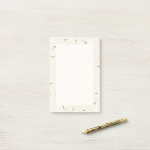 Cream Daisy Florale Haftnotizen Süße Botanik Post-it Klebezettel
