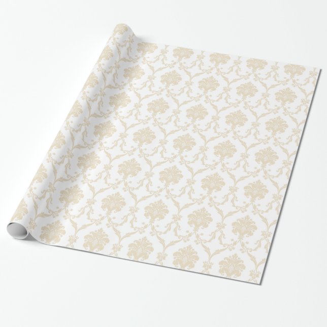Cream Damask Geschenkpapier (Ungerollt)