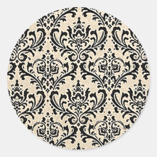 Cream Damask ~ Runder Aufkleber