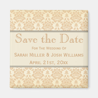 Cream Damask Speichern des Datumsfensters Magnet