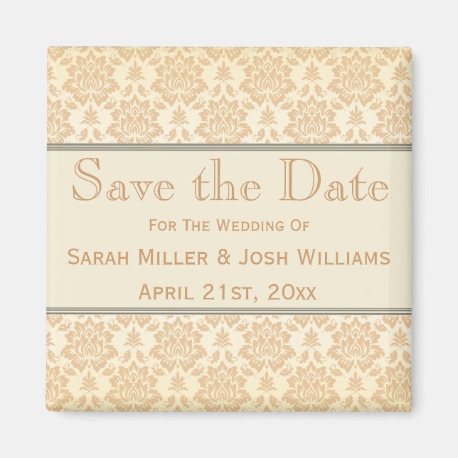 Cream Damask Speichern des Datumsfensters Magnet (Vorne)