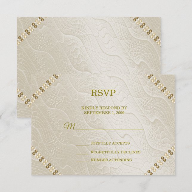 Cream Decorative Wedding RSVP Card (Vorne/Hinten)