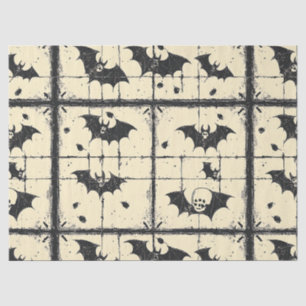 Cream Denim Grunge Patchwork mit Fledermäusen (2) Seidenpapier