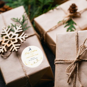 Cream Doodle Stars Frohe Weihnachtsaufkleber Runder Aufkleber
