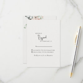 Cream Elegant Blush Floral Wedding RSVP
