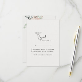 Cream Elegant Blush Floral Wedding RSVP Karte