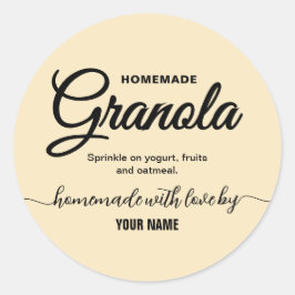 Cream Elegantes Script, hausgemachte Granola-Label Runder Aufkleber