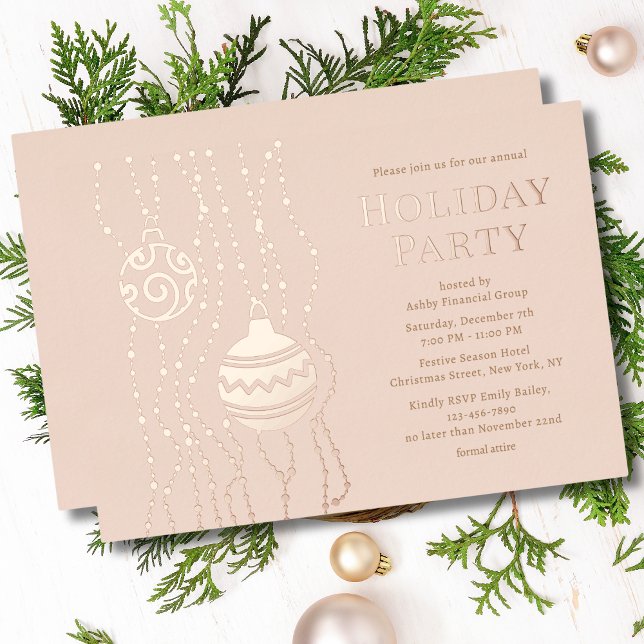 Cream Elegantes Weihnachts-Party Corporate Holiday Folieneinladung (Von Creator hochgeladen)