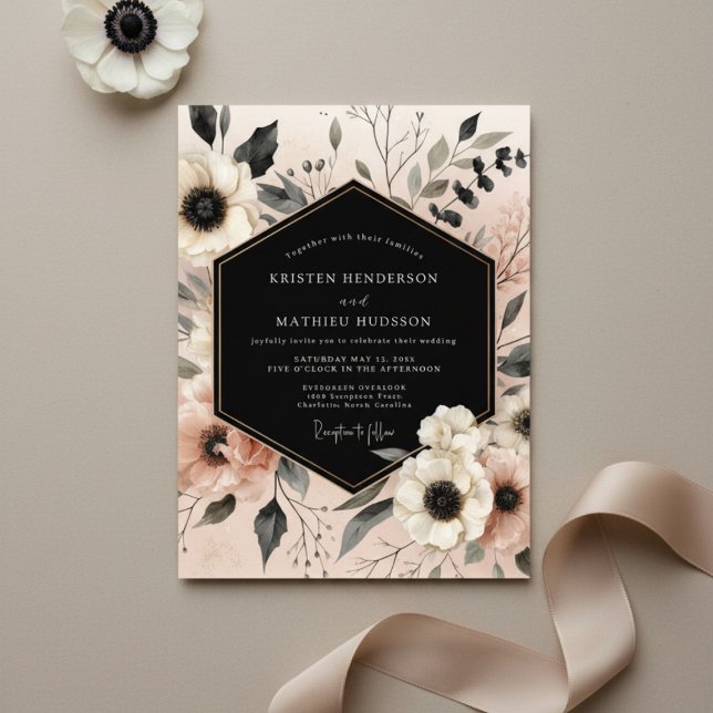 Cream Ethereal Bloom Hochzeit Einladung (Von Creator hochgeladen)