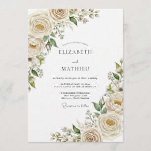 Cream Ethereal Bloom Hochzeit Einladung