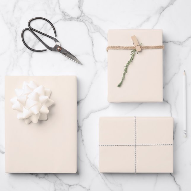 Cream Festive Weihnachtsfarbe  Geschenkpapier Set (Vorderseite)