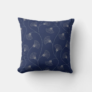 Cream Floral Art Nouveau Indigo Kissen