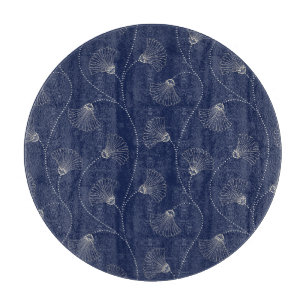 Cream Floral Art Nouveau Indigo Schneidebrett