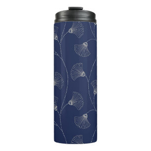Cream Floral Art Nouveau Indigo Thermosbecher