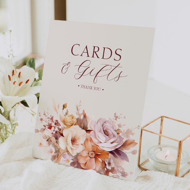 Cream Floral Fall Baby Shooting Cards & Geschenke Sockelschild (Von Creator hochgeladen)