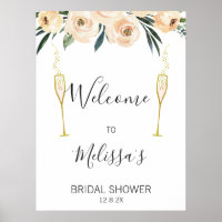 Cream Floral Glasses Brautparty Begrüßungszeichen