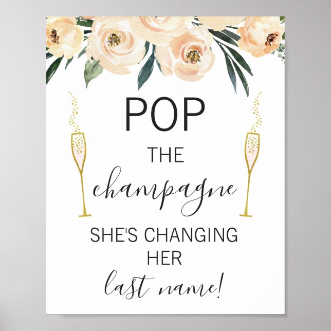 Cream Floral Glasses Brautparty signieren Poster (Vorne)