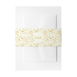 Cream Floral Wedding Einladung Bauchband Einladungsbanderole