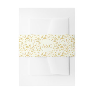 Cream Floral Wedding Einladung Bauchband Einladungsbanderole