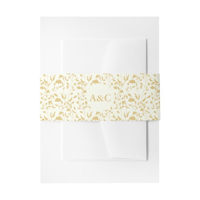 Cream Floral Wedding Einladung Bauchband Einladungsbanderole (Vorderseite Beispiel)