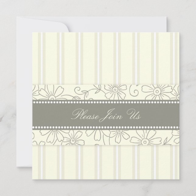 Cream Floral Wedding Vow Erneuerbare Einladungen (Vorderseite)