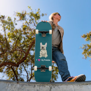 Cream French Bulldog, Ich liebe meinen Hund Skateboard