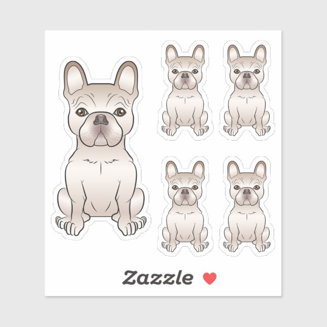 Cream French Bulldog Sitting Illustrationen Aufkleber (Blatt)