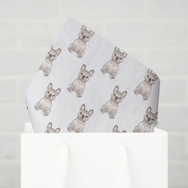 Cream Frenchie Cartoon Dog Muster Seidenpapier (Geschenktüte)