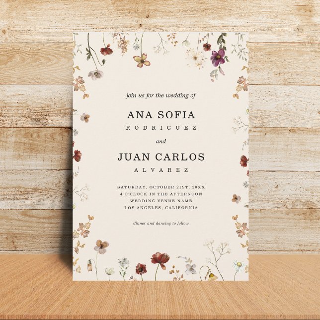 Cream Garden Wildblumen QR Code Foto Hochzeit Einladung (Von Creator hochgeladen)