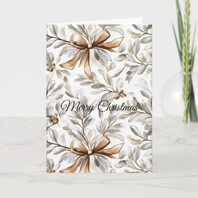 Cream Gingerbread Christmas Bows Karte (Vorderseite)
