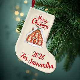  Cream Gingerbread House Christmas Stocking Kleiner Weihnachtsstrumpf